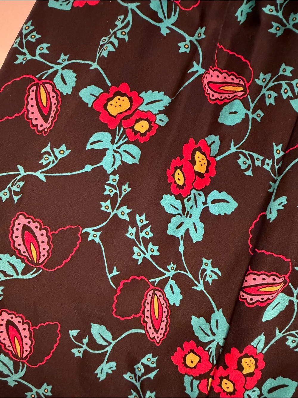 Betsey Johnson Black Floral Stripe Ruffle Midi Dress with Multicolor Accents - Picture 3 of 4